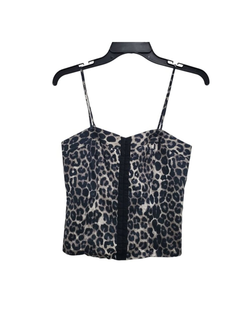 Express Women's Y2K Gray Leopard Smocked Back Hook & Eye Bustier Corset Top Sz S